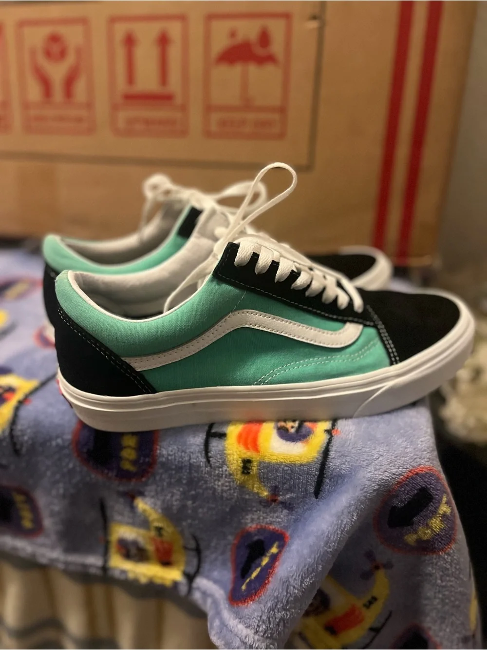 Vans Old Skool Mint and Black Canvas Sneakers